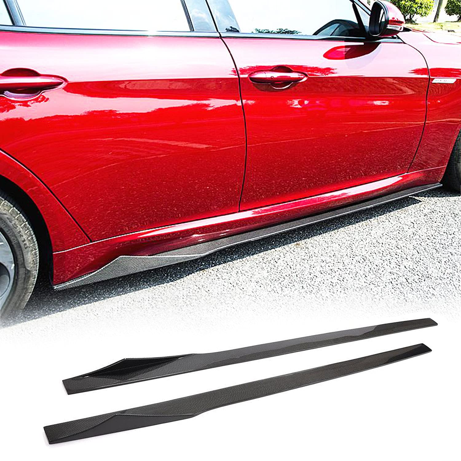 Carbon Fiber Side Skirts for Alfa Romeo Giulia 2015-2020 | Under Door Rocker Panels & Valance Extension Lip | Enhances Sporty Look & Protects from Road Debris | Perfect for Car Enthusiasts & Daily Driving