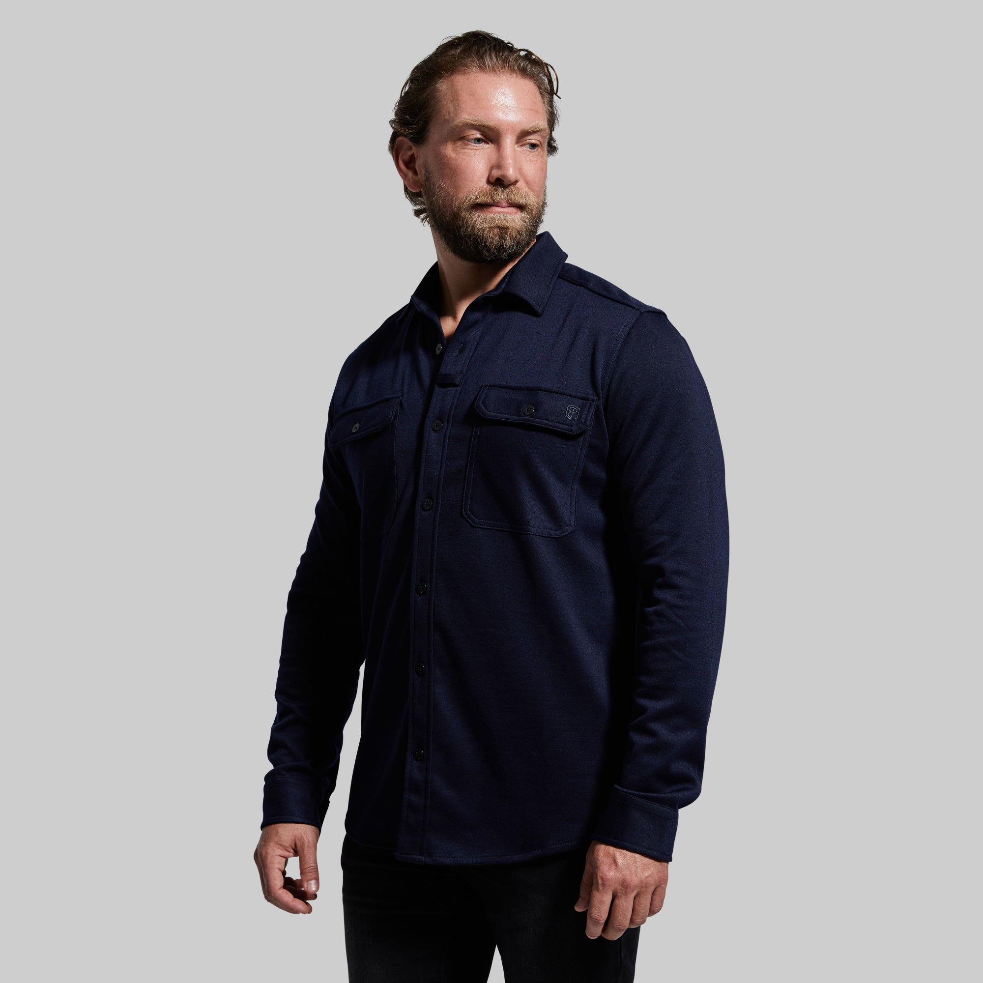 Woodsman Stretch Flannel Shirt for Men - Comfortable & Durable Navy Plaid Button-Up - Perfect for Outdoor Adventures & Casual Wear