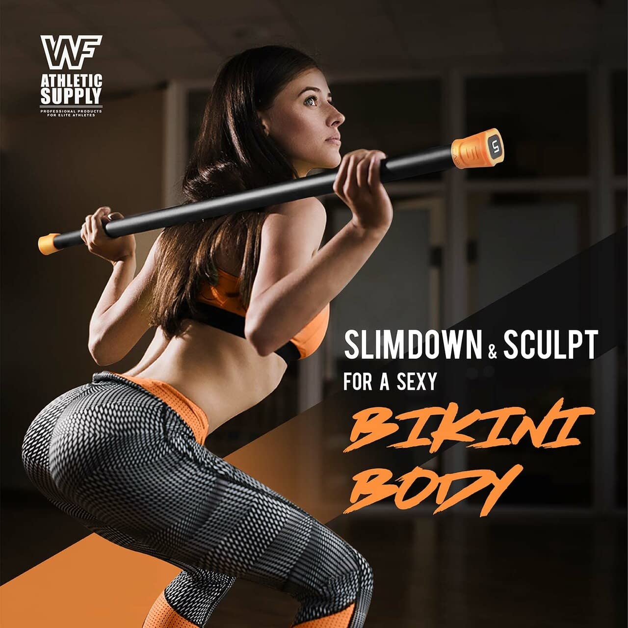 WF Athletic Supply Body Bar Workout Bar - Padded Weight Bar for Body Sculpting, Physical Therapy & Body Toning | Perfect for Home Gym, Yoga, Pilates & Strength Training