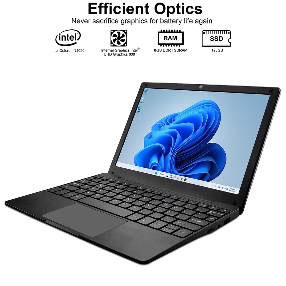 Portable Mini Laptop with Intel Celeron N4020, 8GB RAM & 128GB SSD - 11.6