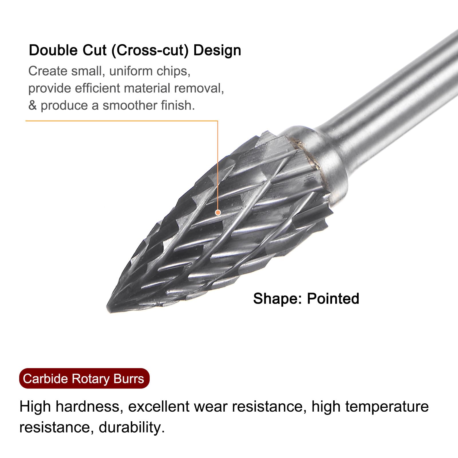 HARFINGTON 5pcs Carbide Rotary Burrs Set - 1/8