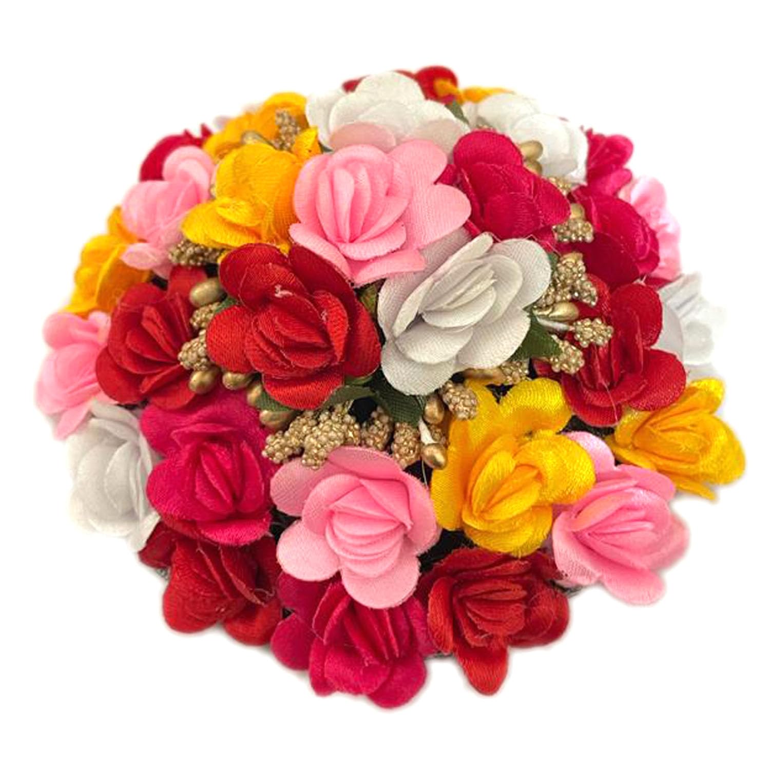 GuruEmbelish Artificial Flower Hair Bun Gajra - Bridal Hair Accessories for Women & Girls (Pack of 1, Multi-Color) - Perfect for Weddings, Parties & Special Occasions