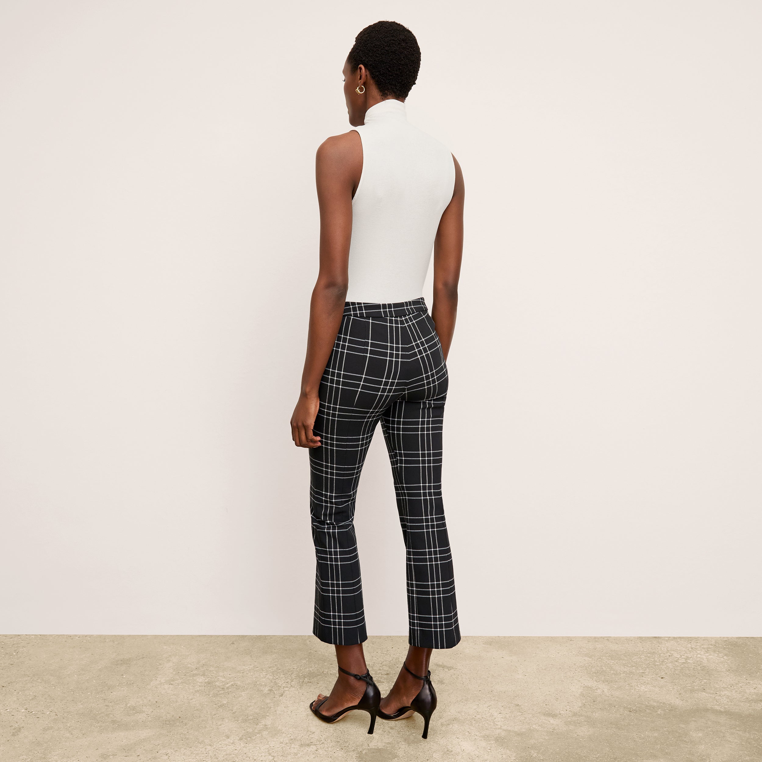 Kick Flare Foster PowerStretch Plaid Pants - Black/White | High Waisted Stretchy Workout & Yoga Pants for Women | Perfect for Gym, Running & Casual Wear