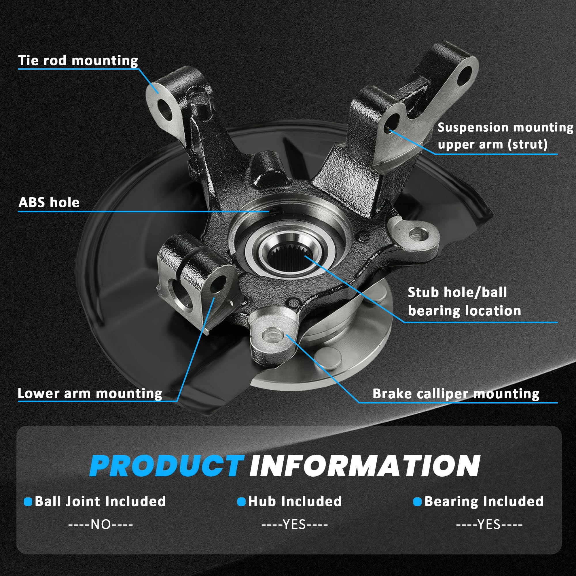 Front Right Steering Knuckle Wheel Bearing Hub Assembly for 2008-2012 Dodge Caliber, 2007-2017 Jeep Compass & Patriot - 698-410 - Perfect for Off-Roading, Daily Commuting & Vehicle Maintenance