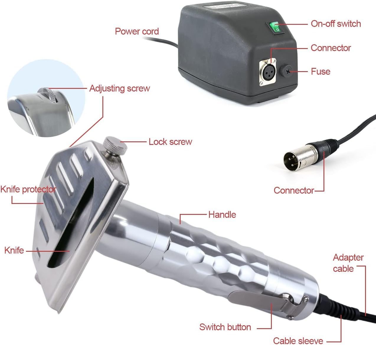 Commercial Electric Shawarma Knife - Professional Gyros & Doner Kebab Meat Cutter with 2 Ultra-Sharp 0.5mm Stainless Steel Blades - Perfect for Restaurants, Food Trucks & Home Kitchens