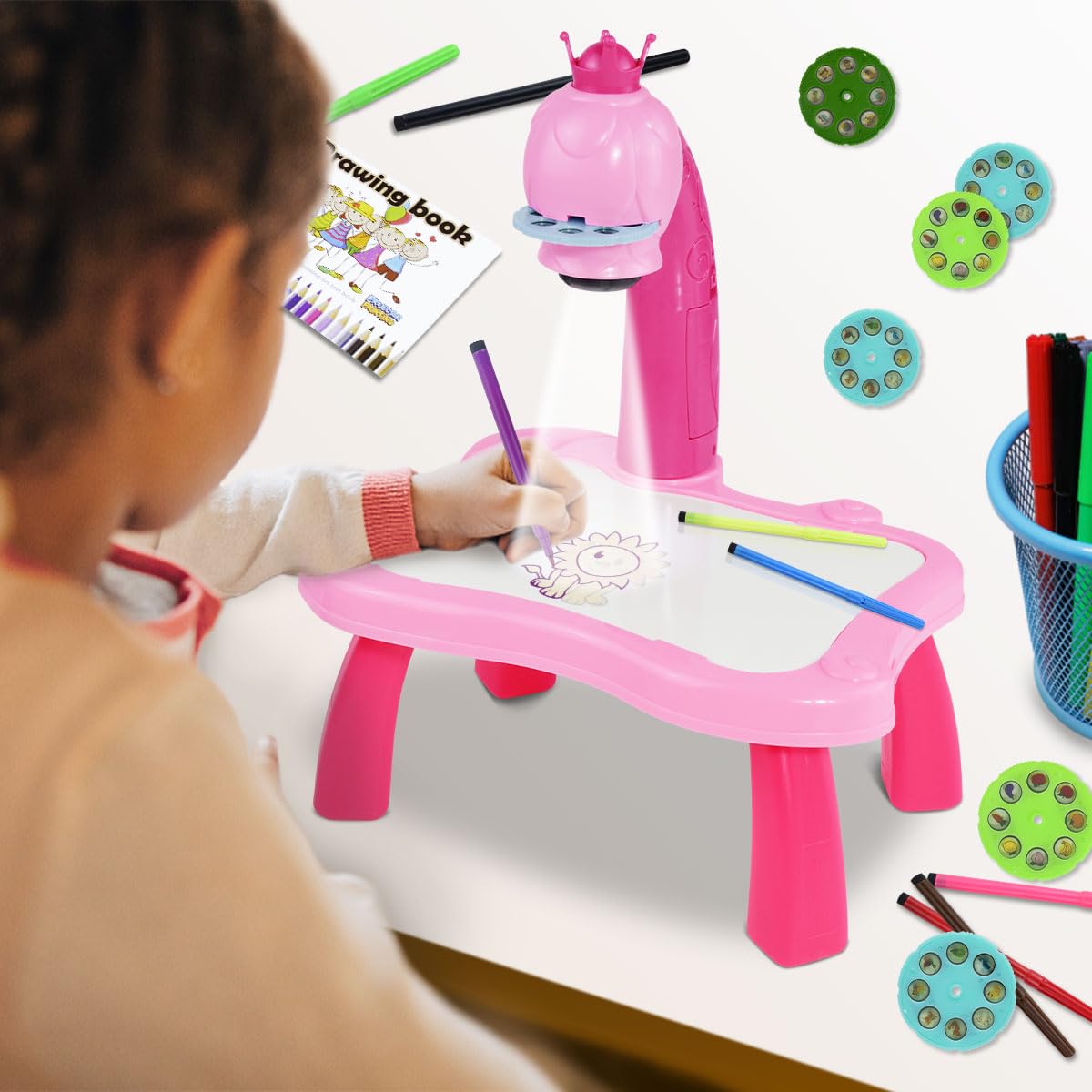 BAKAM Kids Drawing Projector Table - Light & Music Tracing Art Desk for Ages 4-7 | Preschool Learning Toy with Smart Sketch Projector | Perfect Birthday Gift for Girls & Boys | Ideal for Home, Classroom & Creative Play
