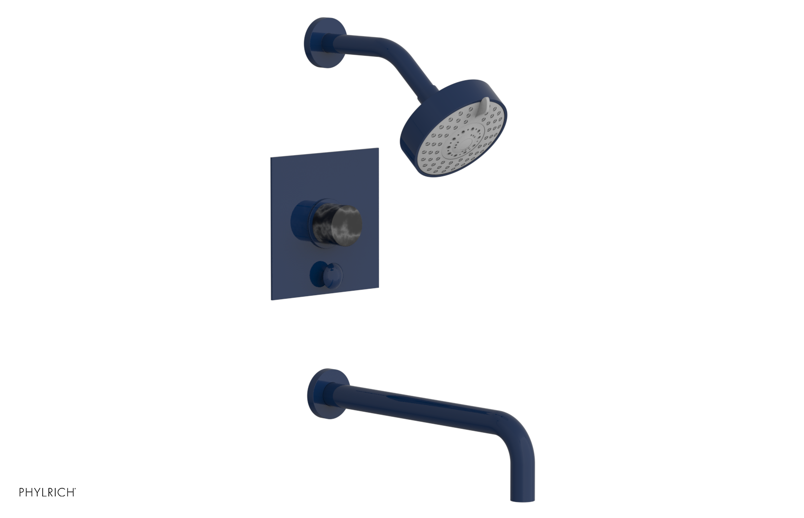 BASIC II 12 Pressure Balance Tub and Shower Set - Black Marble Finish (230S 28 12) | Perfect for Modern Bathroom Renovations & Spa-Like Showers