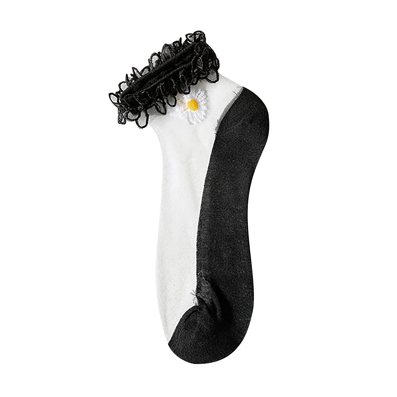 Women's Sheer Ankle Socks - Breathable Embroidery Mesh Crew Socks for Ladies - Ultra Thin Dress Socks for Work, Office & Formal Occasions