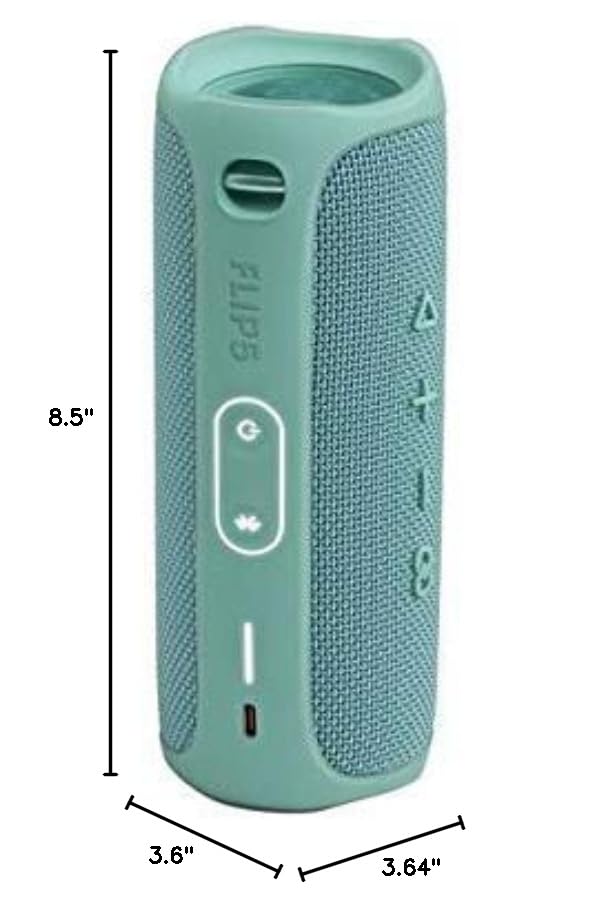 JBL FLIP 5 Waterproof Portable Bluetooth Speaker - Wireless Outdoor Speaker with 12 Hours Playtime, IPX7 Waterproof, JBL Bass Radiator - Teal (Renewed) - Perfect for Beach, Pool, Camping & Travel