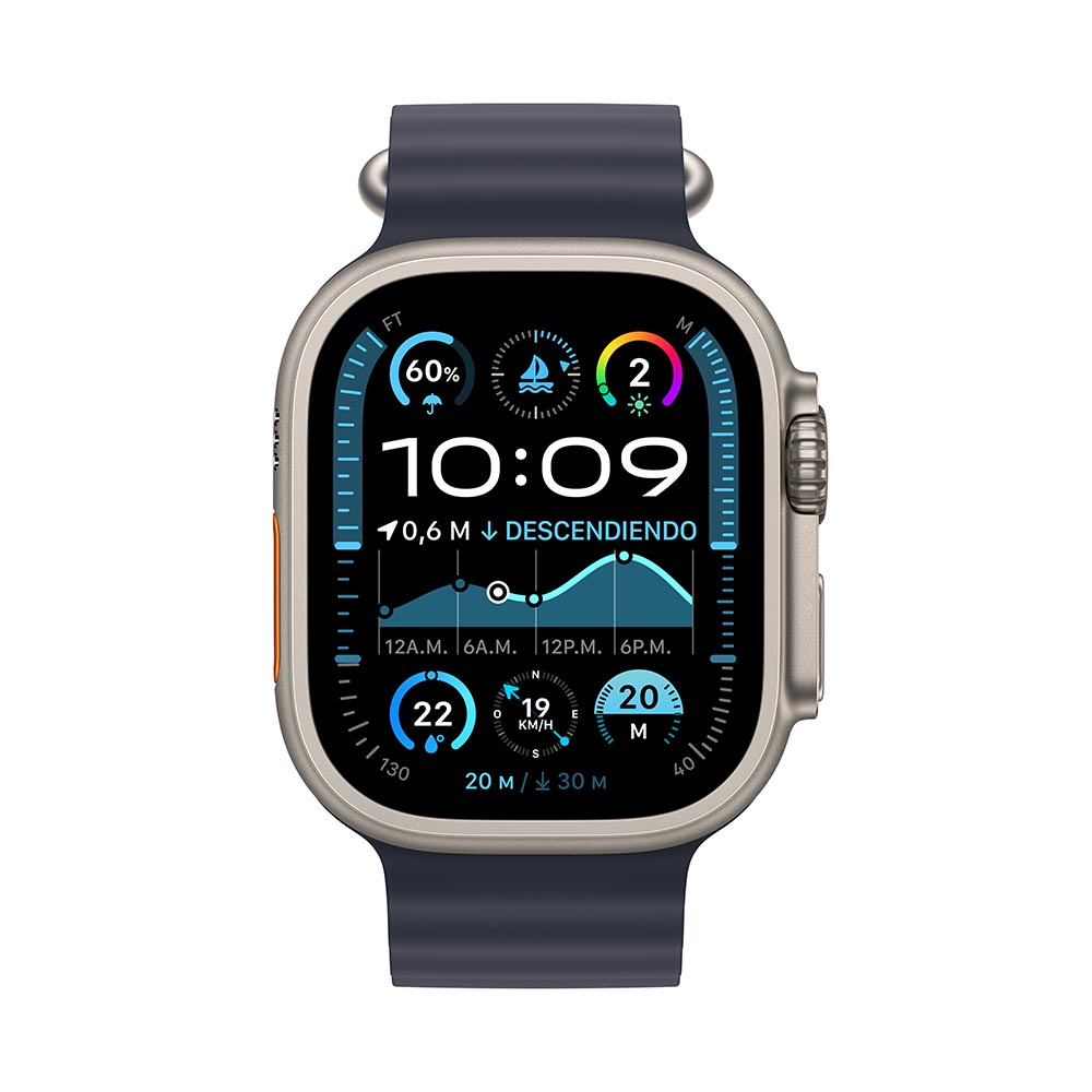 Apple Watch Ultra 2 GPS + Cellular 49mm Titanium Case with Ocean Blue Band - Smartwatch for Fitness, Swimming & Outdoor Adventures