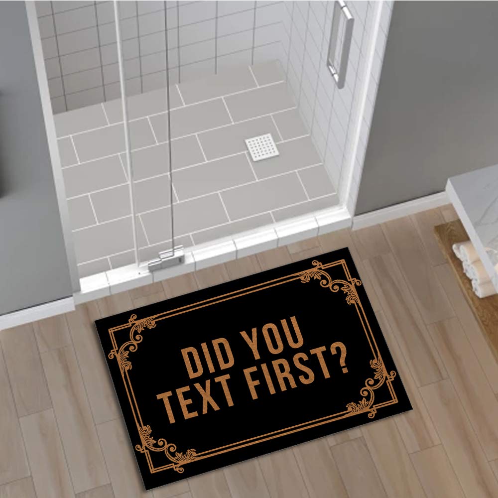 Jackey&Smith Welcome Doormat - 'Did You Text First?' Funny Entryway Rug, Non-Slip Outdoor Floor Mat for Front Door, Balcony & Patio - 23.6x15.7 Inch Felt Fabric - Perfect for Home, Apartment & Office Entrance