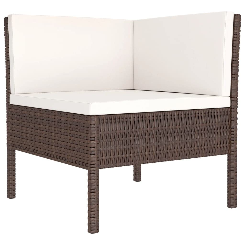 vidaXL 6-Piece Poly Rattan Patio Lounge Set with Comfortable Cushions - Weather-Resistant Outdoor Furniture in Brown/Cream White - Perfect for Garden, Poolside & Backyard Relaxation
