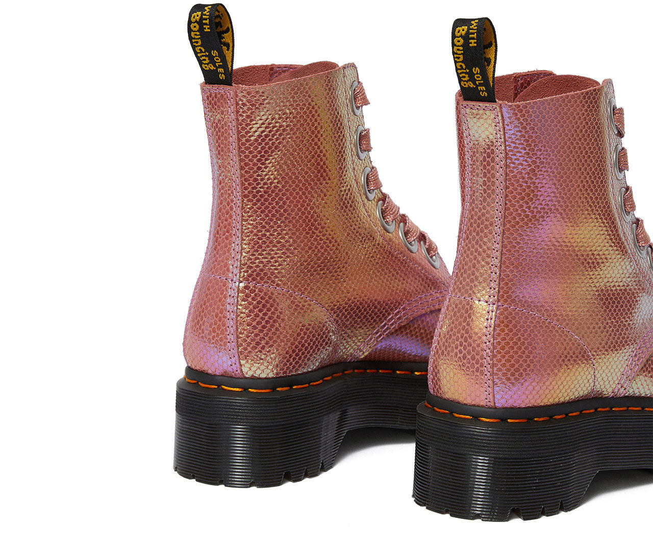 Molly Pink Iridescent Platform Shoes - Women's Chunky Heel Sneakers for Casual Wear & Street Style Fashion