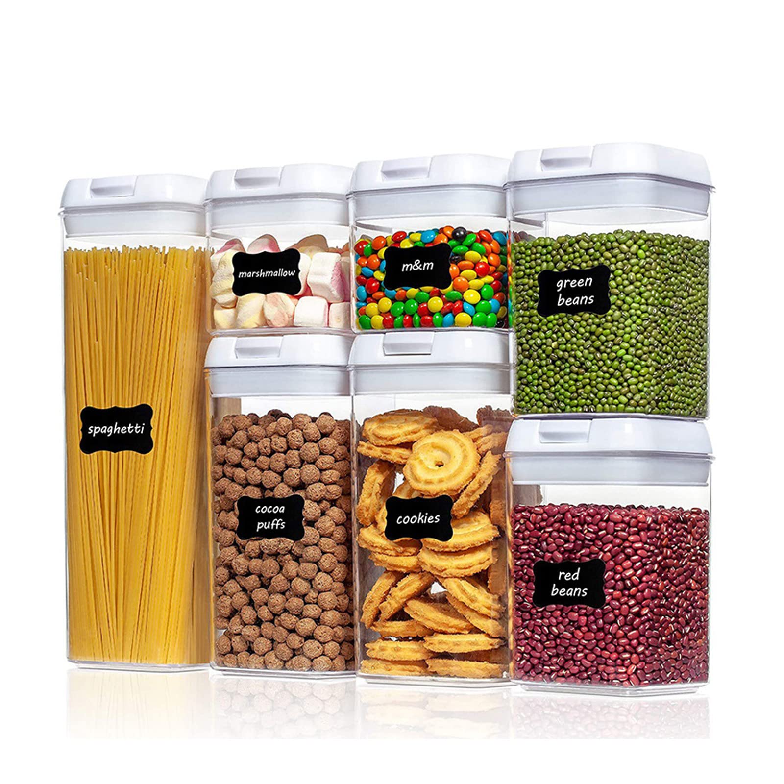 7-Piece Airtight BPA-Free Plastic Food Storage Containers with Easy Lock Lids & Labels - Perfect for Cereal, Snacks, Dry Goods & Kitchen Organization