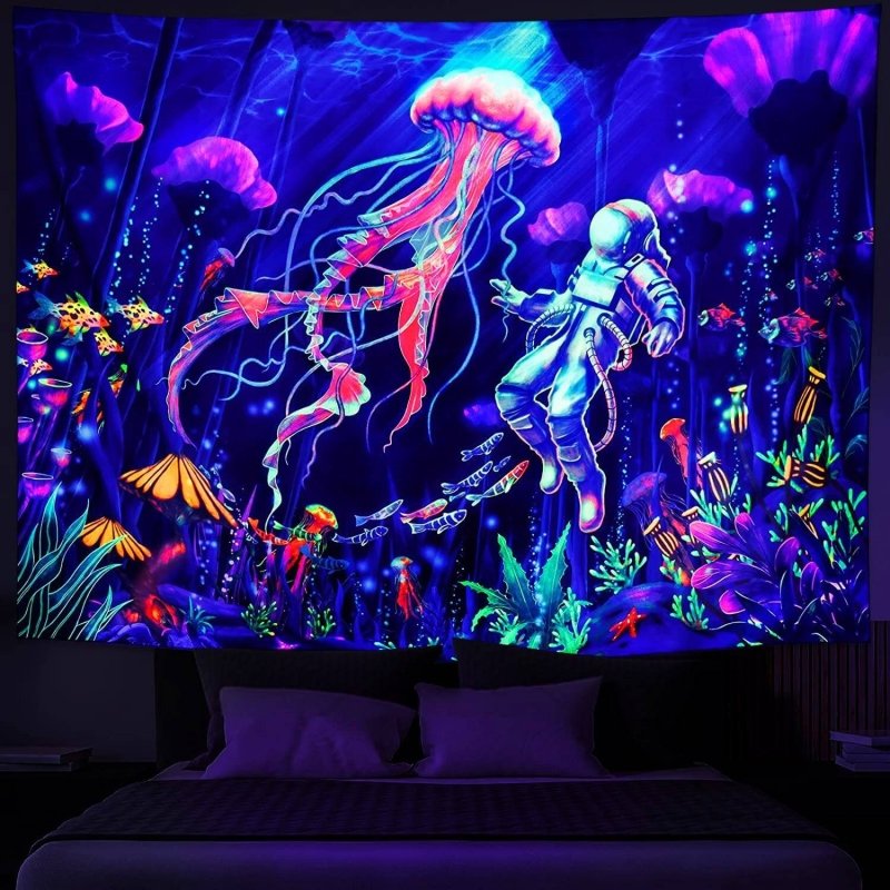 Atlantis Official Glow in the Dark Tapestry - UV Reactive Wall Art Decor for Bedroom, Dorm, or Party Room