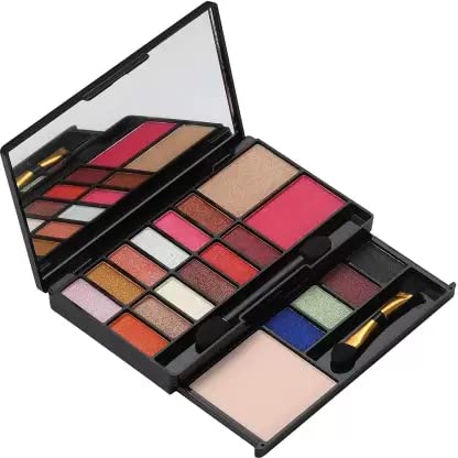 TUMR Professional Makeup Kit - 20-Piece Set with 7 Black Brushes, Contour Stick, Primer, Fixer, Foundation, Kajal, 36H Eyeliner, Lashes & Curler, Beauty Blender, 3-in-1 Liner, Mascara & Eyebrow Pencil | Perfect for Makeup Artists, Beginners & Everyday Glam