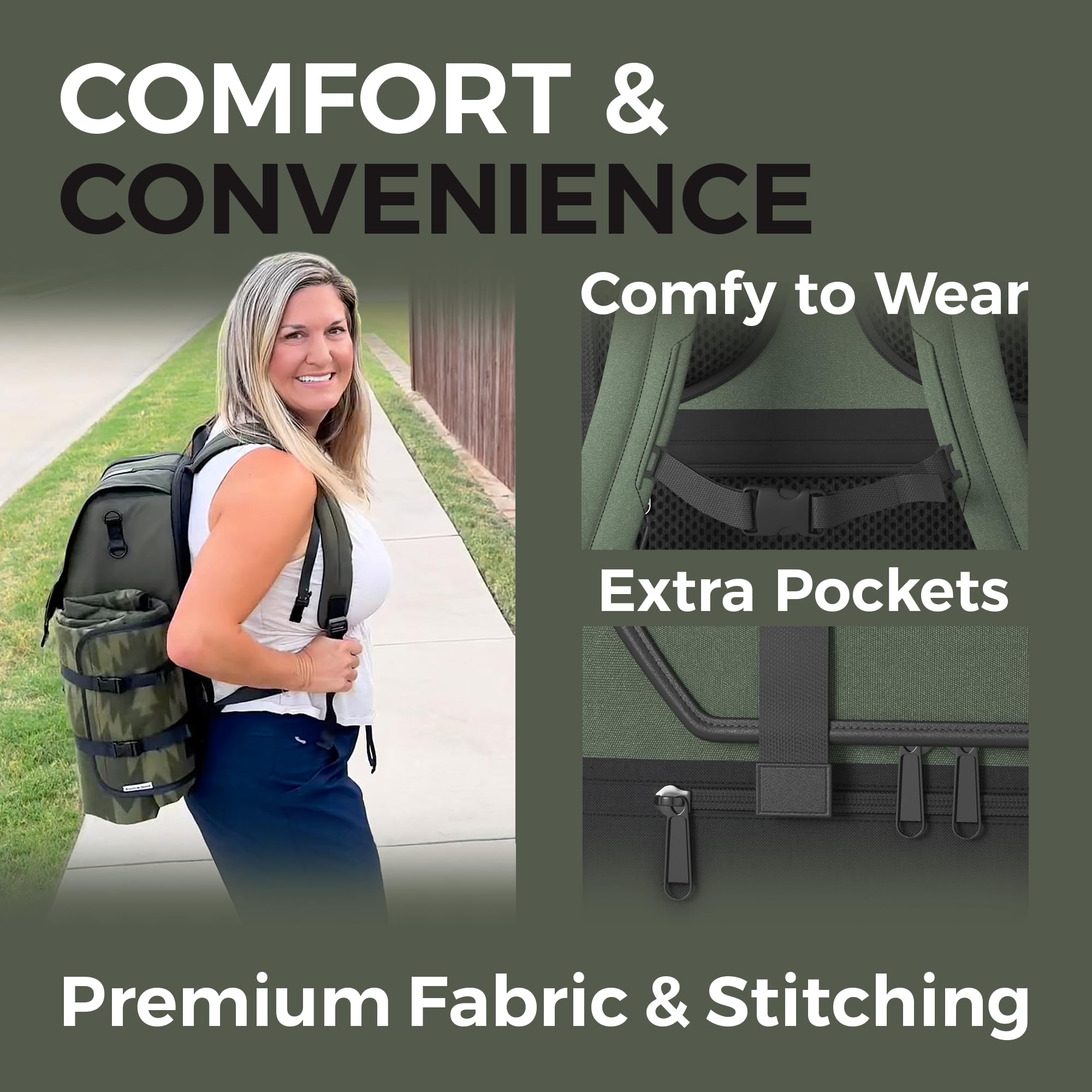 Premium Insulated Picnic Backpack for 2 or 4 People - Portable Picnic Basket Set with Blanket & Wine Pouch - Perfect for Couples Gifts, Outdoor Camping, Beach Picnics, Romantic Dates and Family Outings (Fern and Moss)