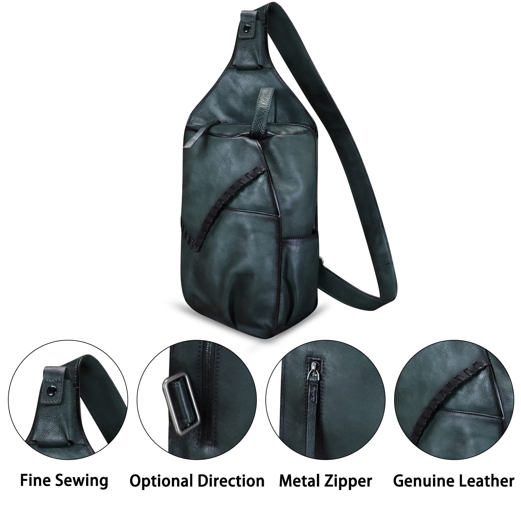 Genuine Leather Sling Bag for Men - Handmade Retro Crossbody Backpack, Shoulder Fanny Pack - Perfect for Hiking, Travel & Daily Use
