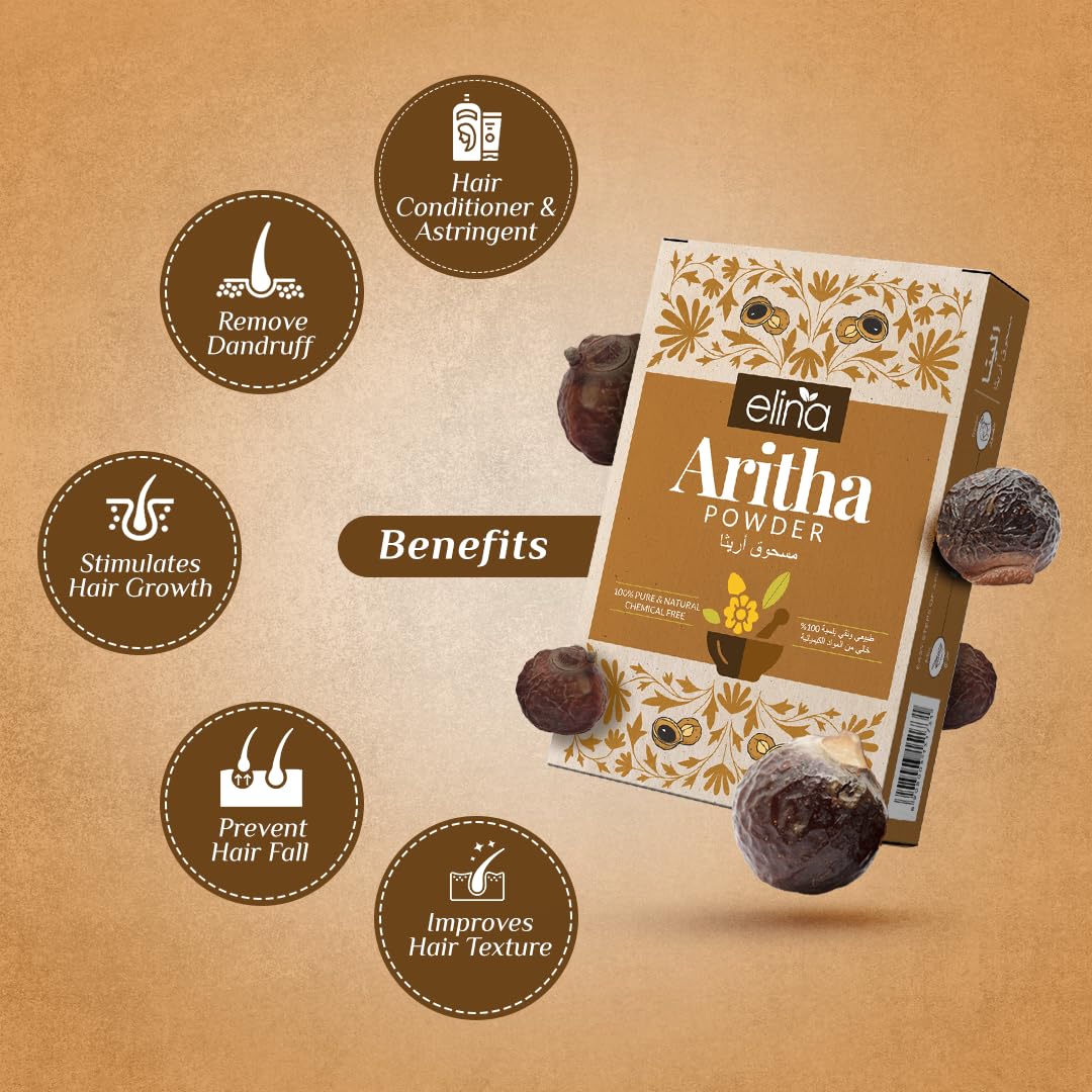 Organic Soapnut Powder for Hair Growth & Scalp Care | 100% Pure Aritha (Sapindus Mukorossi) | Natural Hair Cleanser & Conditioner | Promotes Healthy Hair & Scalp | Ideal for DIY Hair Wash, Scalp Treatment & Natural Hair Care | 100g