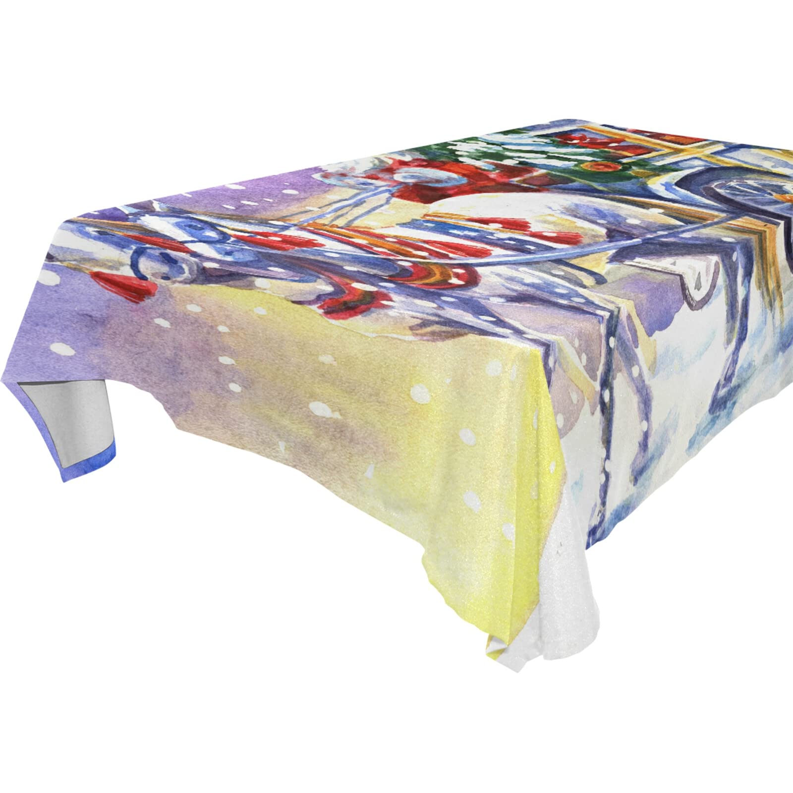 54x54 Inch Vintage Santa Claus Carriage Tablecloth - Holiday Dining Table Cover, Kitchen Decor, Farmhouse Party Buffet Protector - Perfect for Christmas Dinner, Outdoor Picnic & Rustic Home Decor