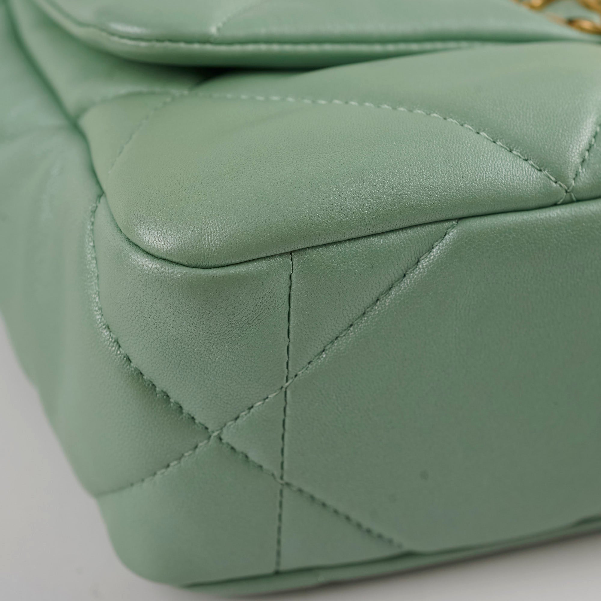 Chanel Small 19 Handbag Iridescent Green Leather Crossbody Bag with Microchip - Perfect for Evening Parties, Date Nights & Luxury Fashion Accessories