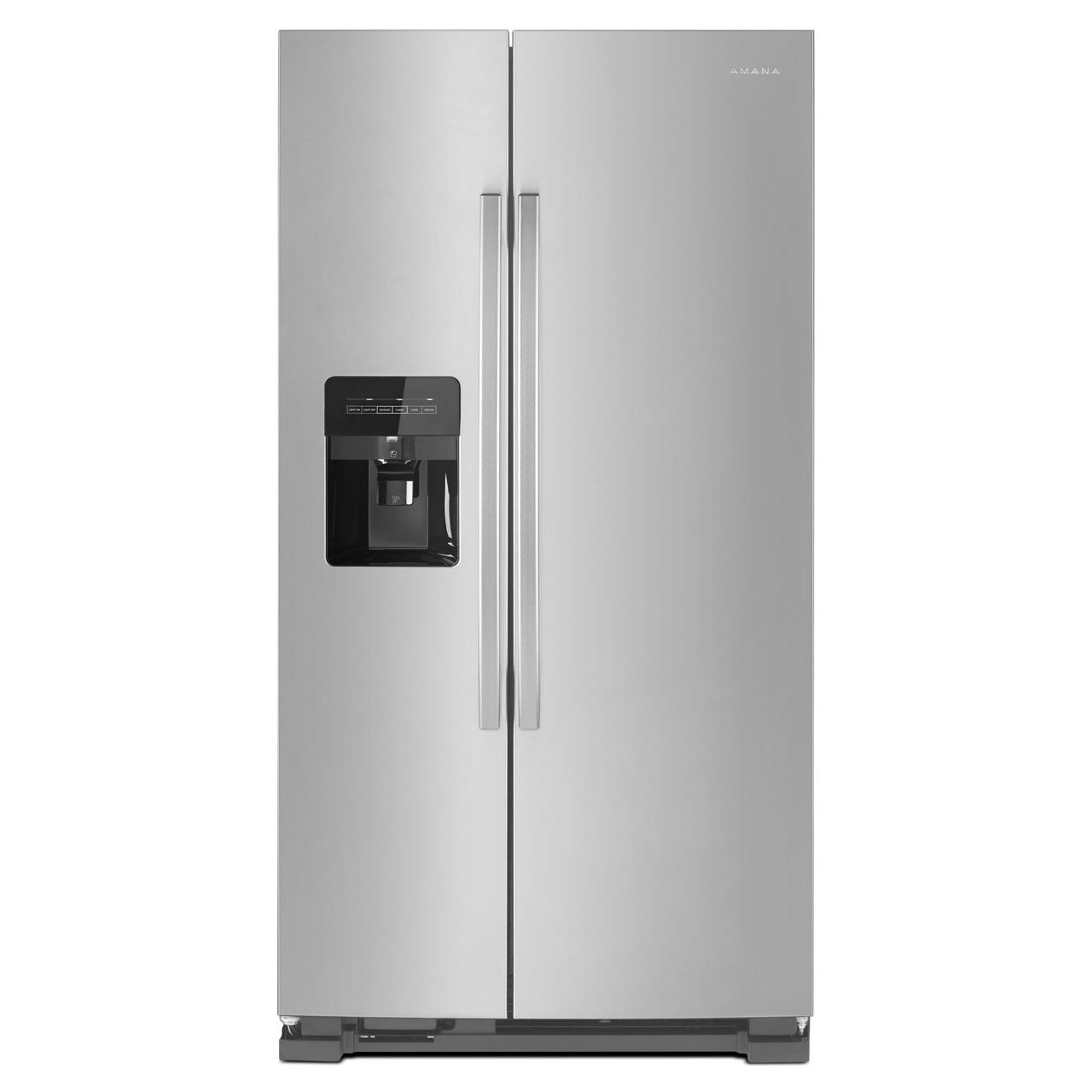 Amana 21 cu.ft. Side by Side Refrigerator with External Water and Ice Dispenser - 33 Inch Stainless Steel ASI2175GRS | Perfect for Kitchens, Offices, and Restaurants