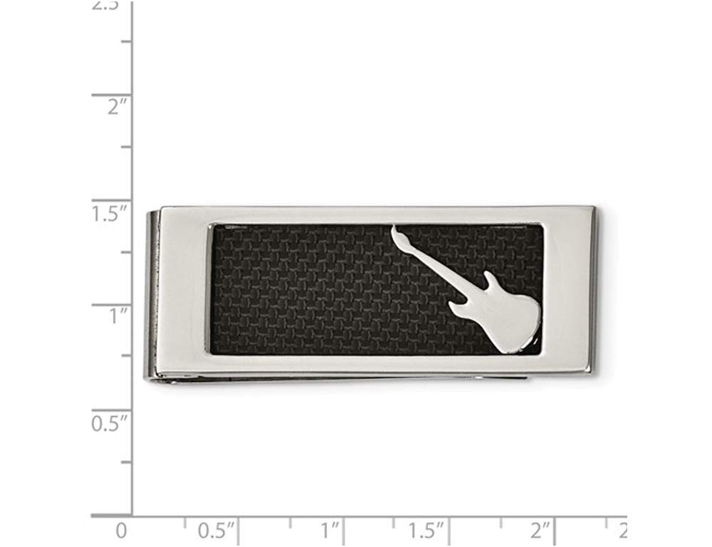 Men's Stainless Steel Black Carbon Fiber Money Clip with Guitar Design - Slim Wallet Alternative for Cash & Cards - Perfect Gift for Musicians, Business Professionals & Travelers