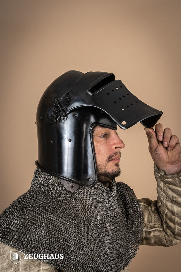 Bascinet Avenger 1.6mm Burnished Medieval Helmet - Authentic Knight Armor for LARP, Cosplay & Historical Reenactment
