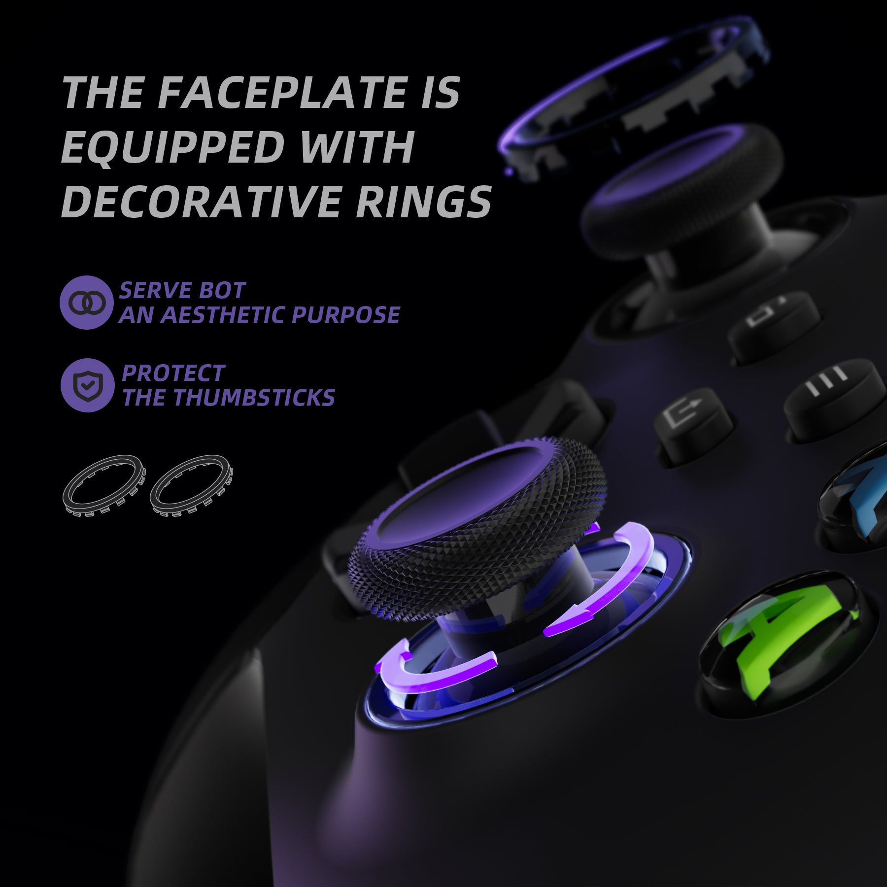 eXtremeRate ASR Version Performance Rubberized Grip Front Housing Shell with Accent Rings for Xbox Series X & S Controller - Black | Enhanced Gaming Comfort for Long Sessions
