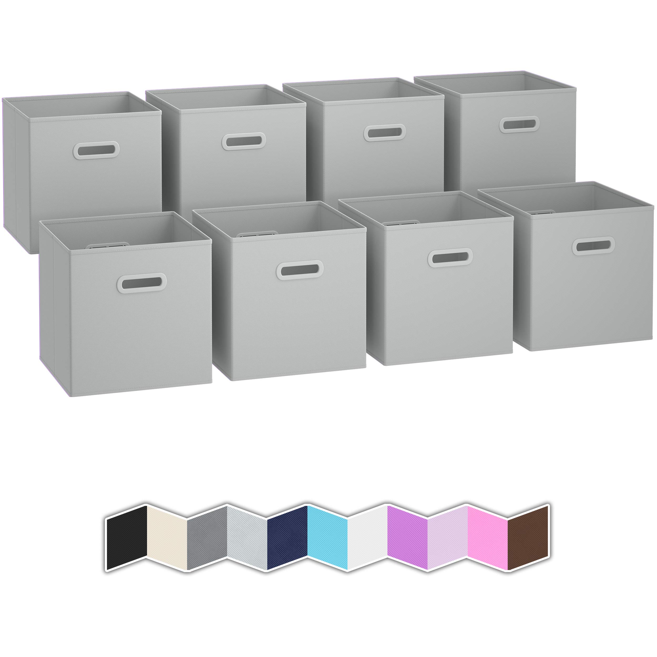 8-Pack Heavy-Duty 11 Inch Cube Storage Baskets - Light Grey Organizing Bins for Shelves, Closets & Kids Rooms - Perfect for Cubby Storage, Toy Organization & Home Decor