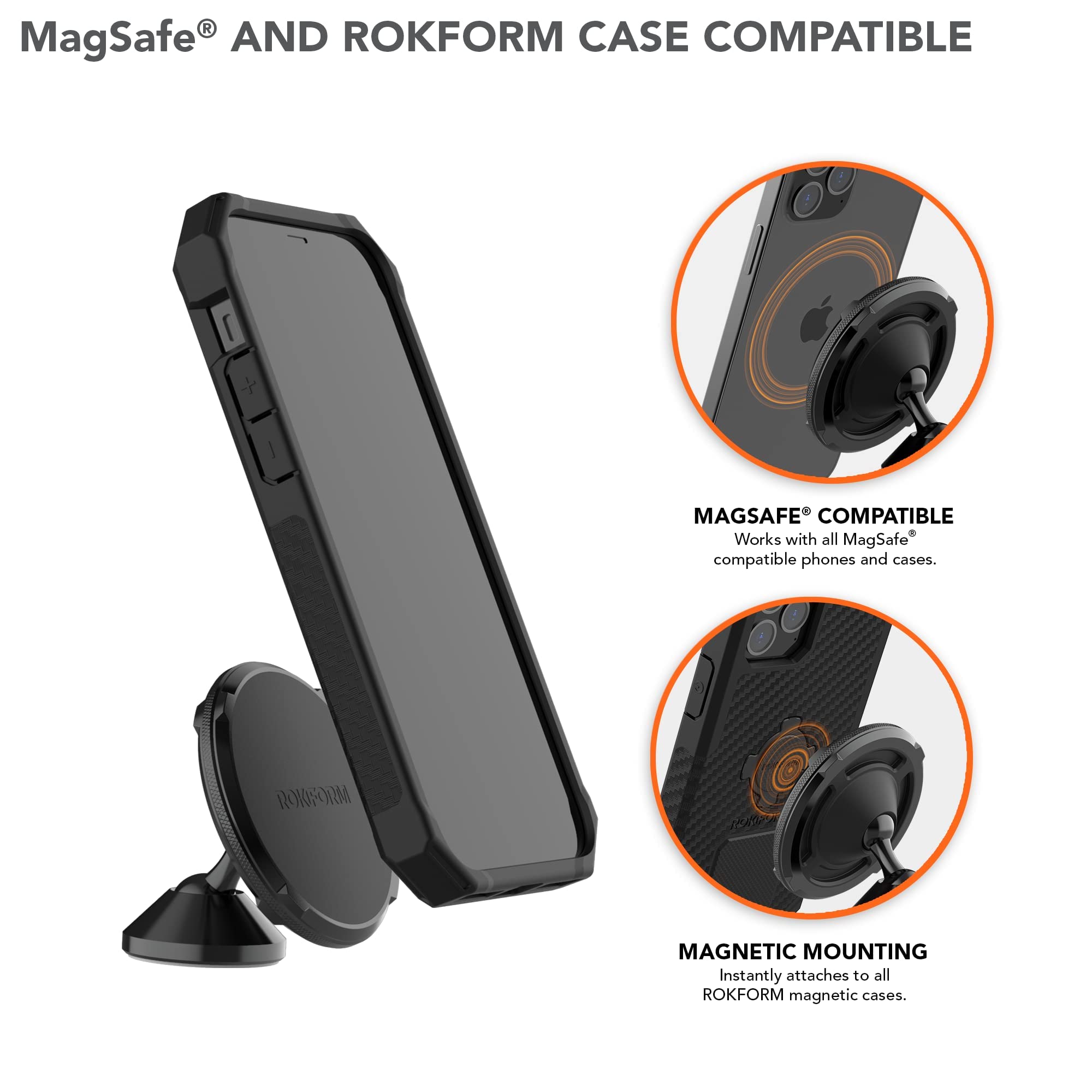 Rokform Crystal Clear iPhone 13 Pro Max Case with Dual Magnet Swivel Car Mount - Secure Phone Holder for Car, Truck, Van | Perfect for Hands-Free Navigation & Safe Driving