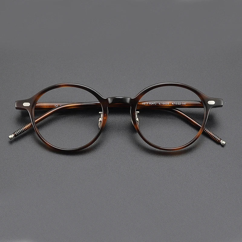 Stylish Black Unisex Full Rim Round Acetate Eyeglasses Frame - Trendy Retro Glasses for Men & Women - Perfect for Reading, Work, and Fashion Accessories