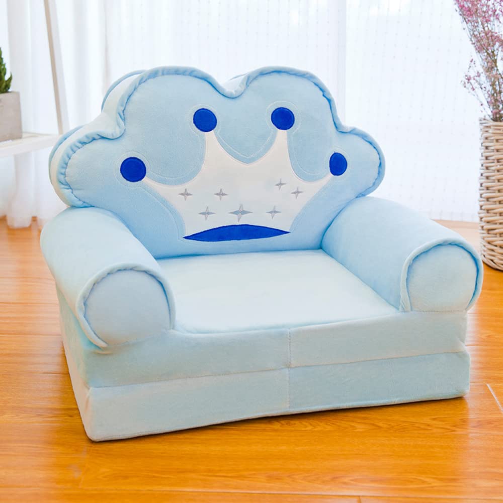DBMGB Kids Plush Sofa Chair - Drop-Proof Cartoon Design, Soft & Durable Children's Furniture for Playroom, Nursery, or Bedroom (Blue, One Size)