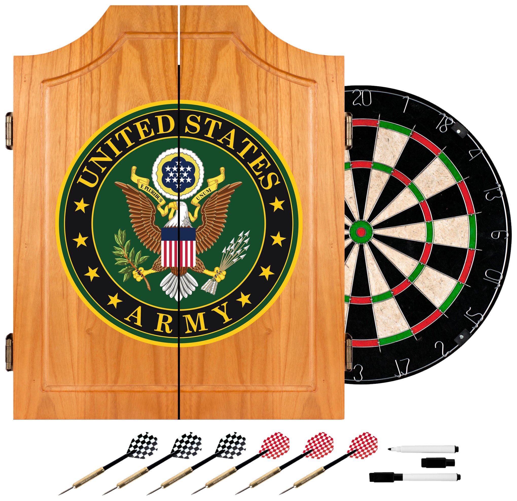 Premium Wooden Dart Cabinet Set with Dartboard - Professional Regulation Size for Home, Bar & Game Room - Perfect for Parties, Gifts & Indoor Sports Entertainment