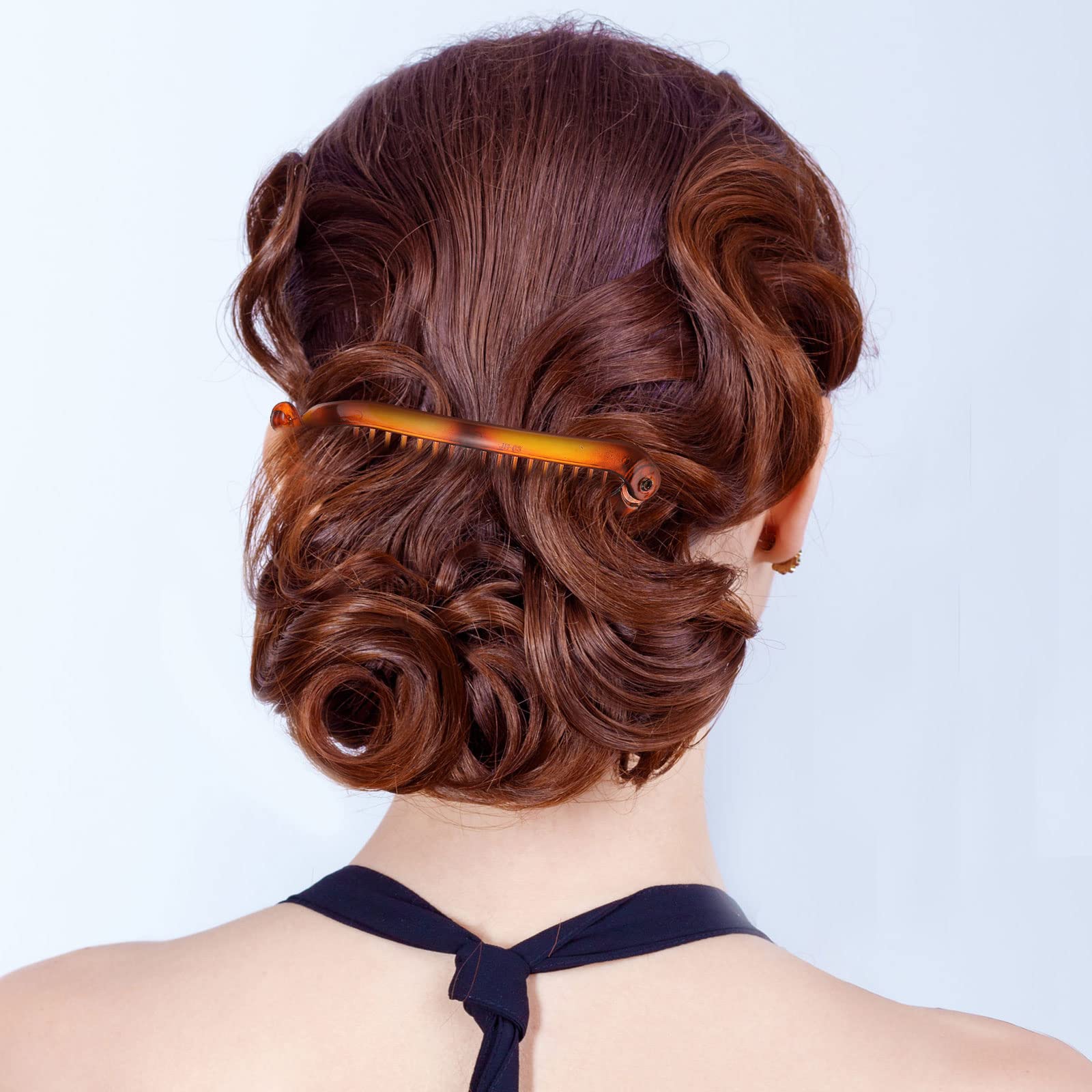 12 Pcs Banana Hair Clips for Women - Classic Double Combs Large Fishtail Hair Clips & Ponytail Holders (4 Styles: Black, Yellow Tortoiseshell, Red Tortoiseshell, Dark Coffee) - Perfect for School, Work, Parties & Everyday Hairstyling