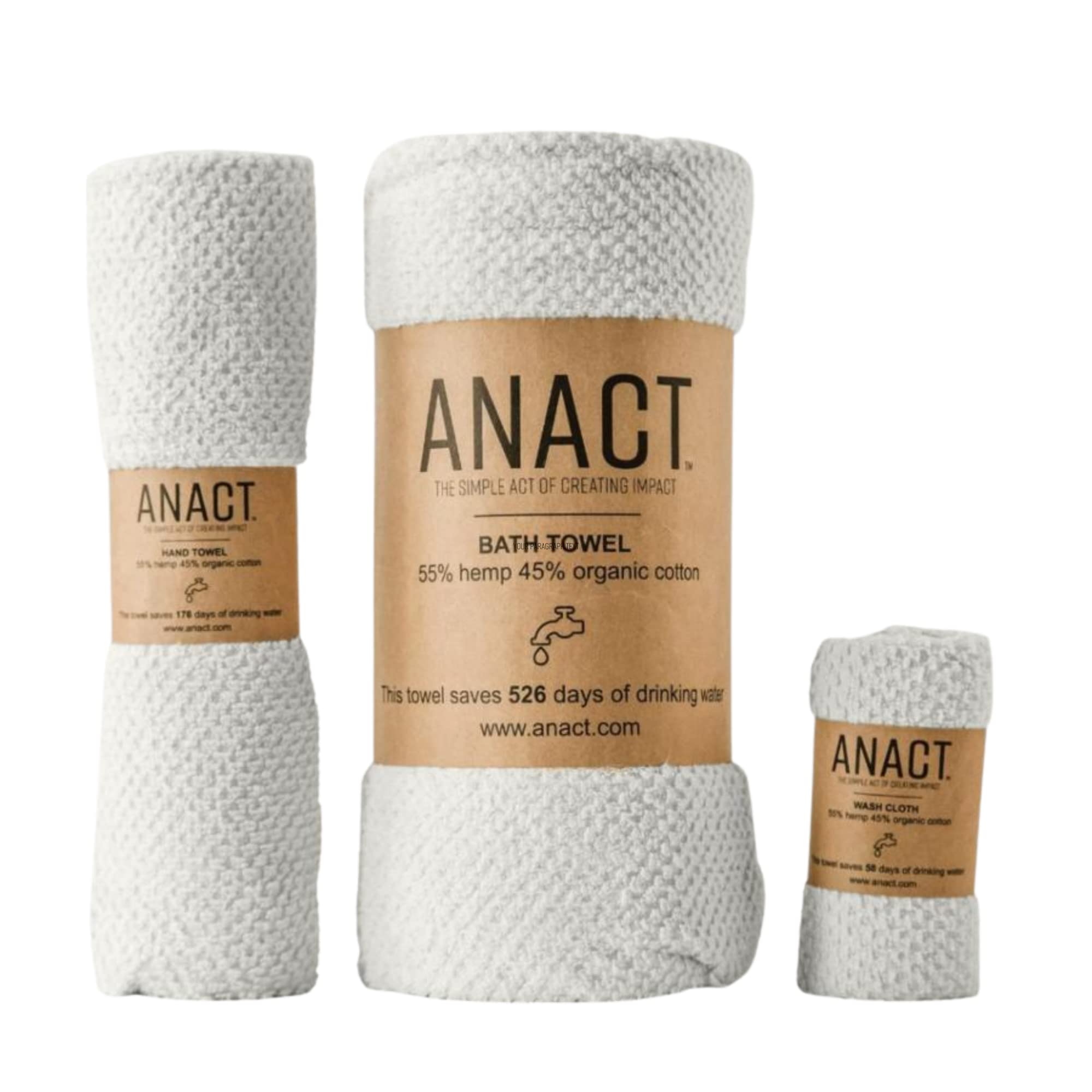 Organic Hemp & Cotton Bath Towel Set - 3 Pack Eco-Friendly, Super Absorbent Spa Quality Bath Towels for Bathroom, Gym & Travel | Sustainable Luxury White Towels for Home, Hotel & Spa Use