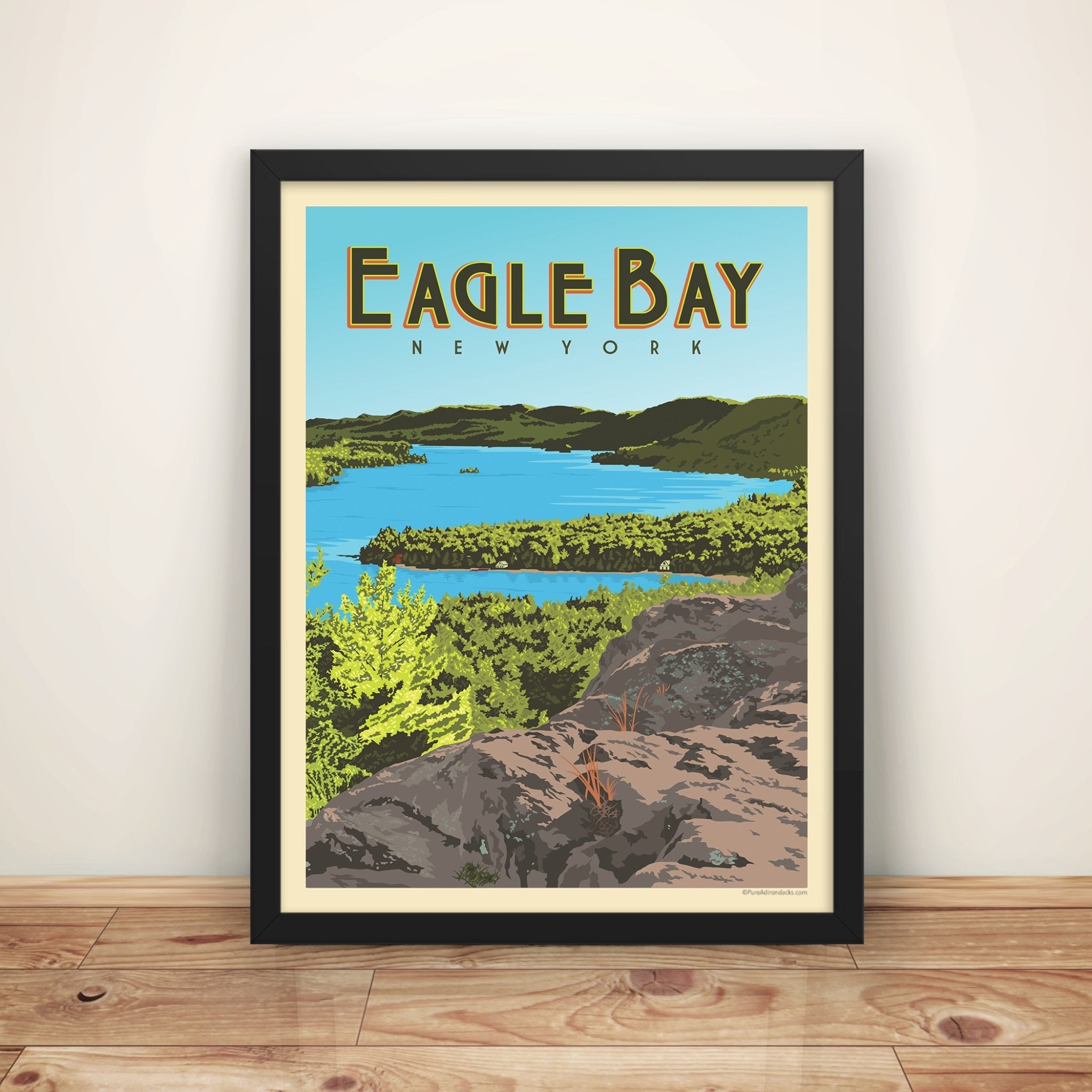 Eagle Bay, NY Wall Art Poster - Vintage Landscape Print for Home & Office Decor - Perfect for Living Room, Bedroom, or Office Wall