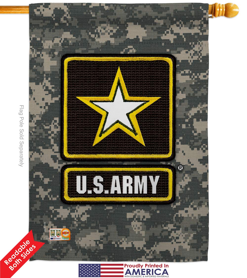 US Army Camouflage Garden House Flags Kit - Double-Sided 28x40 Inch Military Yard Banner for Armed Forces, Rangers, Veterans & Retirees | Patriotic Outdoor Decor Made in USA | Perfect for Memorial Day, Veterans Day & Front Yard Displays