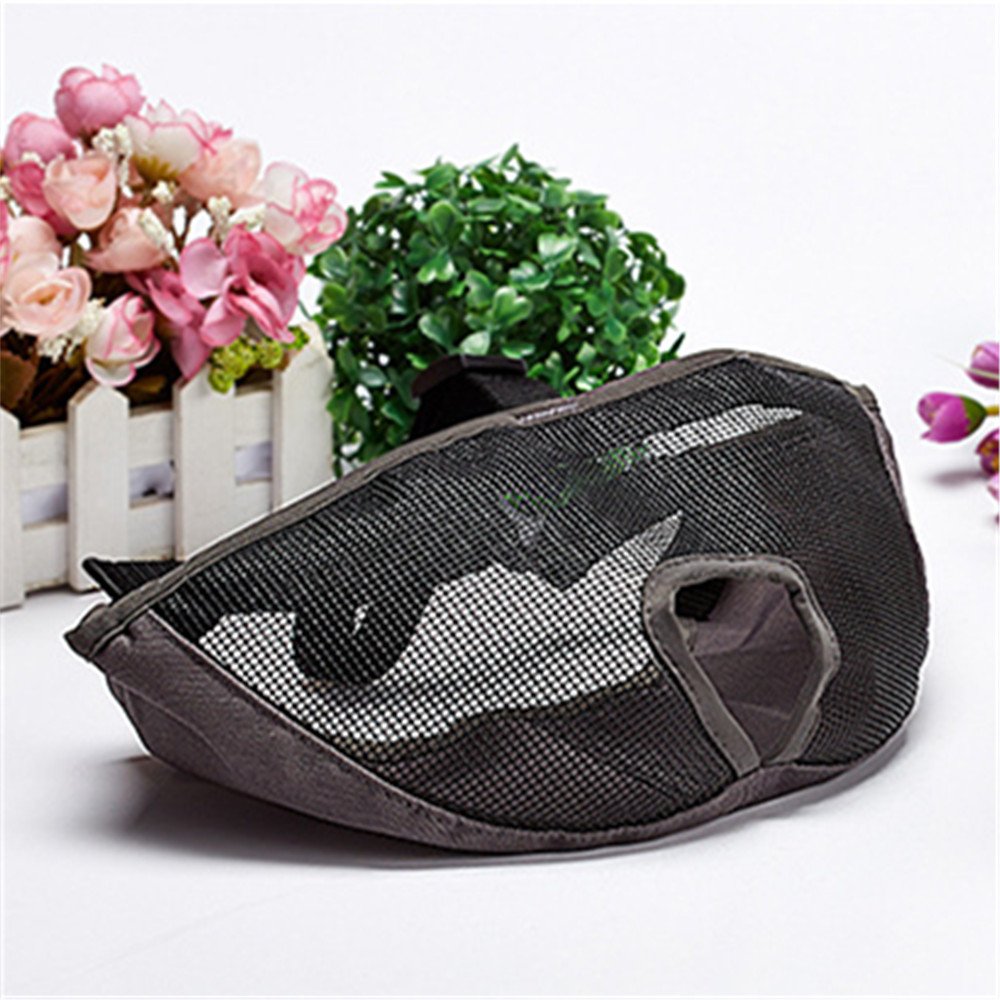 Adjustable Breathable Mesh Dog Muzzle for Bulldogs & Short Snout Breeds - Anti-Biting Chewing Licking - Grey Pet Grooming Mask for Training, Walks & Vet Visits