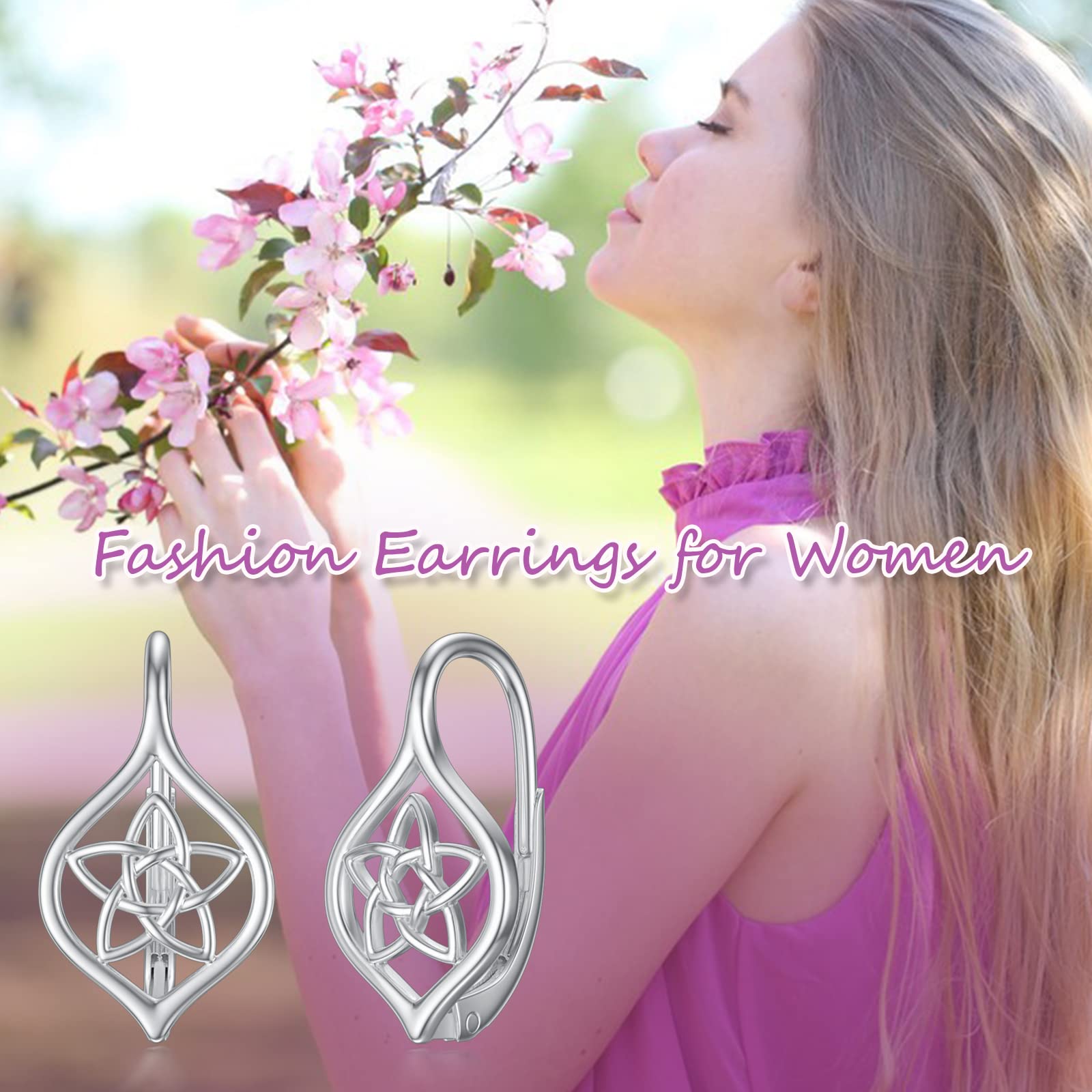 Hypoallergenic Sterling Silver Dangle Earrings - Celtic Knot, Feather, DNA, Mountain & Butterfly Designs | Nature & Science Inspired Jewelry | Perfect Christmas Gift for Women & Girls | Great for Parties, Work & Everyday Wear