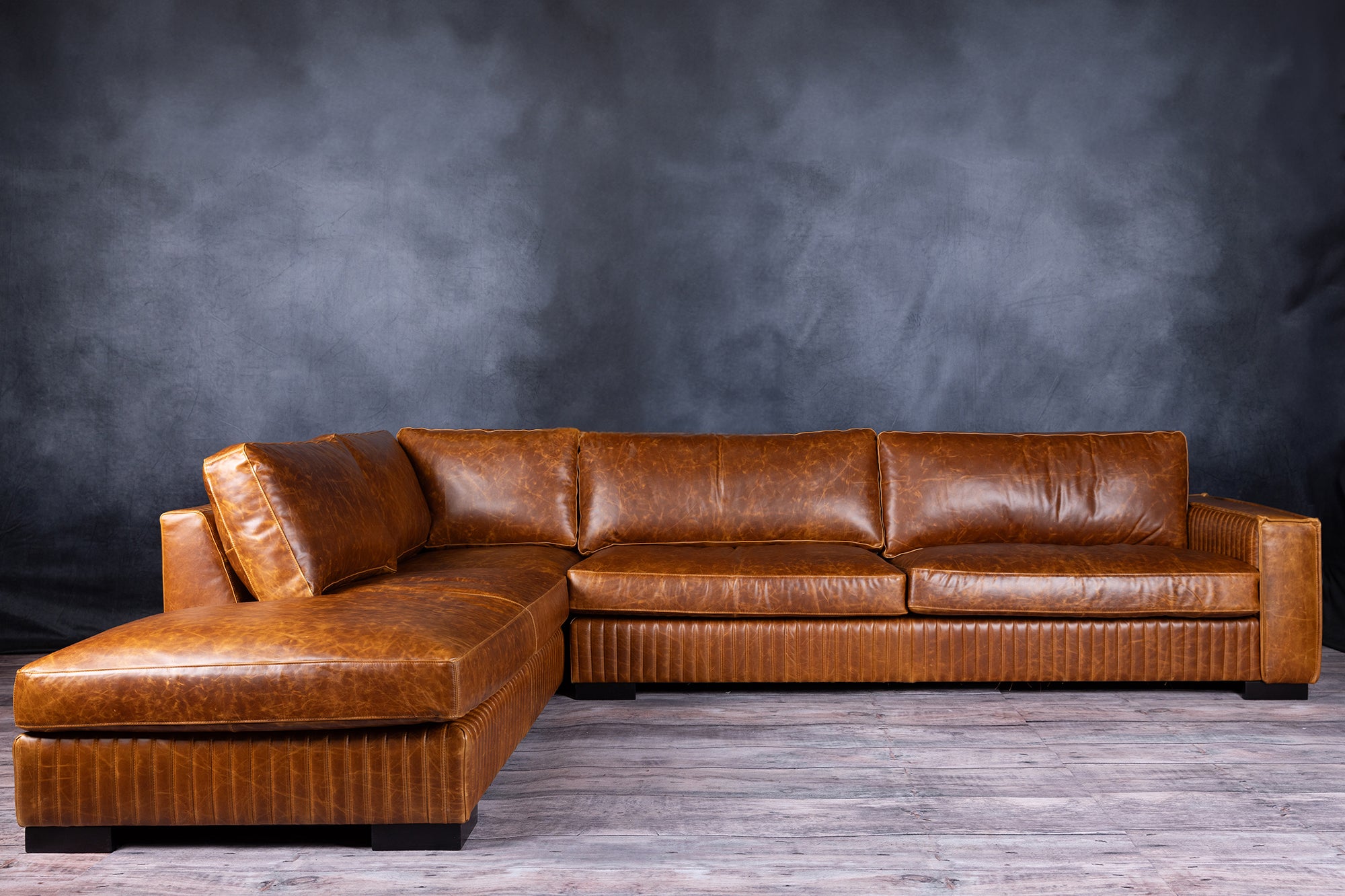 Royal Admiral Genuine Leather Sectional Sofa - Modern L-Shaped Couch for Living Room, Family Room & Home Theater Comfort