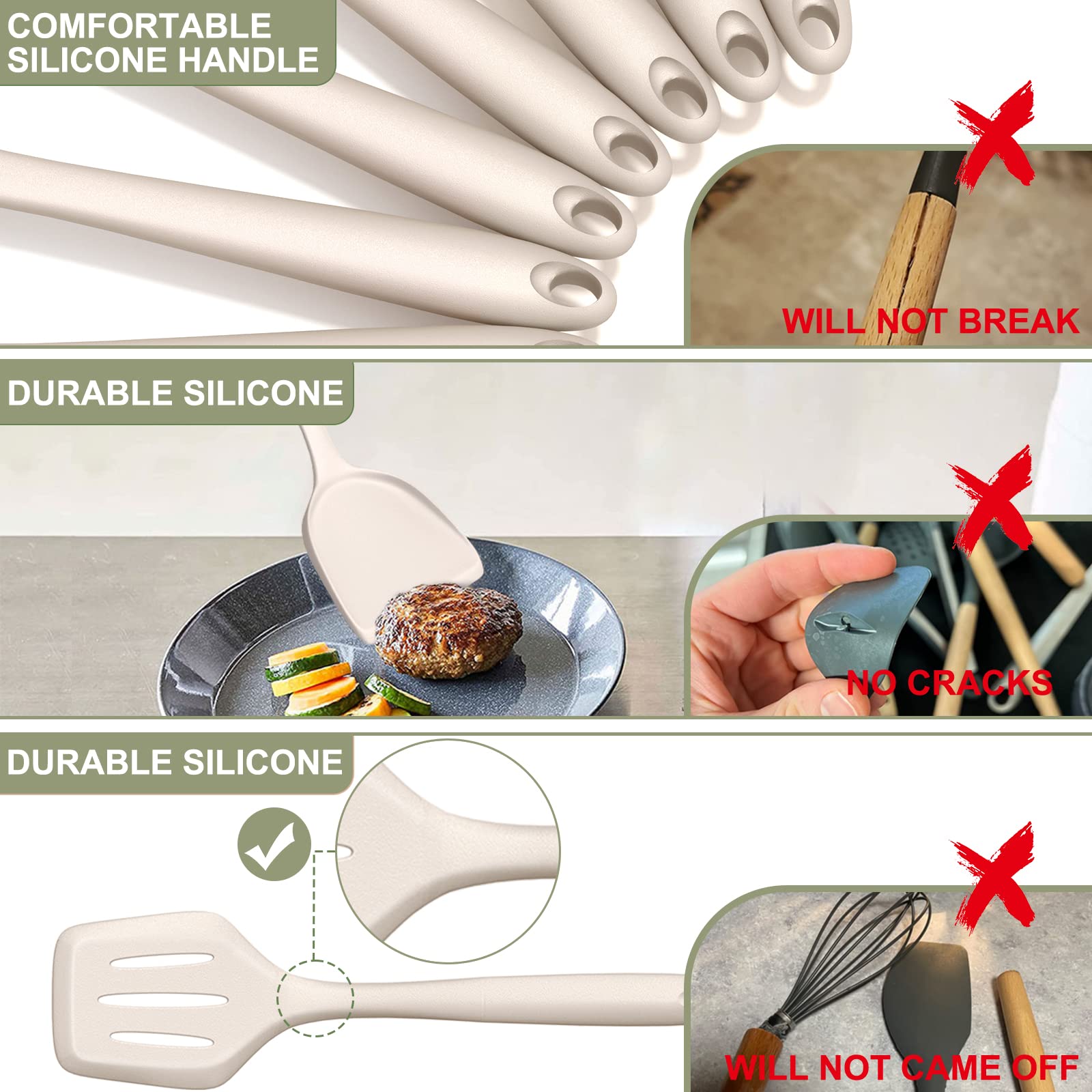 Fungun 25-Piece Silicone Kitchen Utensil Set - Heat Resistant Spatula, Spoon, Turner & Tongs for Nonstick Cookware | BPA Free & Dishwasher Safe | Perfect for Baking, Cooking & Everyday Kitchen Use