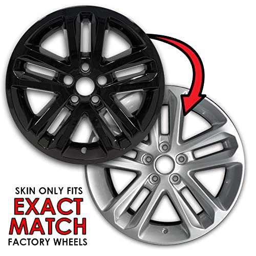 Gloss Black 18in Wheel Skin Overlays for Ford Explorer 2011-2017 - Premium Hubcap Covers for Enhanced Style & Protection - Perfect for Off-Roading, Daily Commute & Car Shows