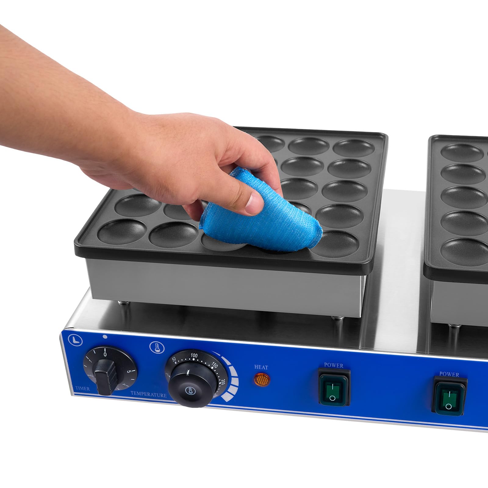 50 Holes Mini Dutch Pancake Maker - 110V 1600W Electric Non-Stick Takoyaki & Muffin Pan - Rust-Proof Waffle Iron for Home, Restaurants, Cafes & Snack Bars - Perfect for Breakfast, Desserts & Party Snacks