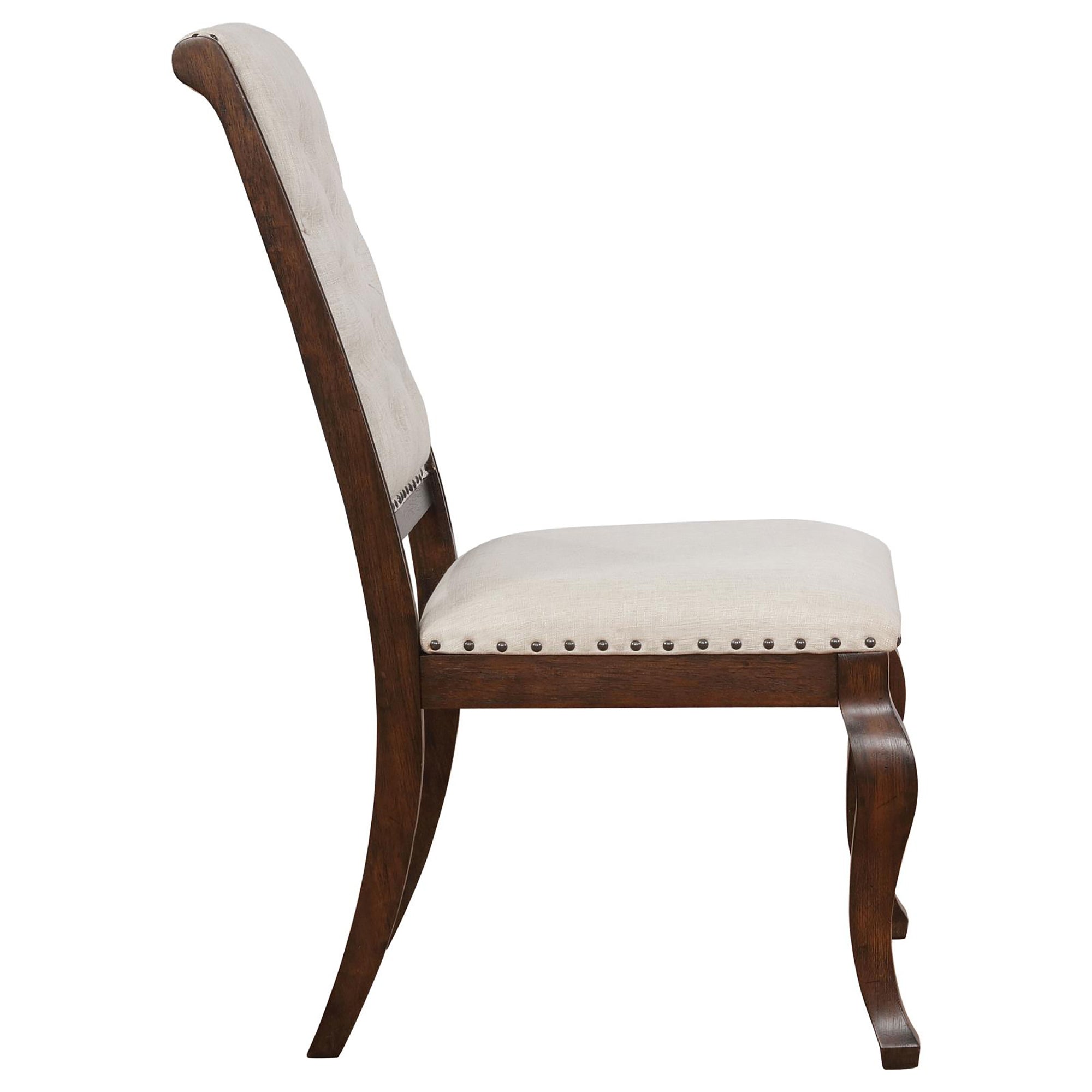 Antique Java Tufted Back Dining Chairs - Set of 2 Cream Upholstered Side Chairs for Elegant Dining Room, Kitchen or Breakfast Nook - Comfortable & Stylish Seating for Home Decor