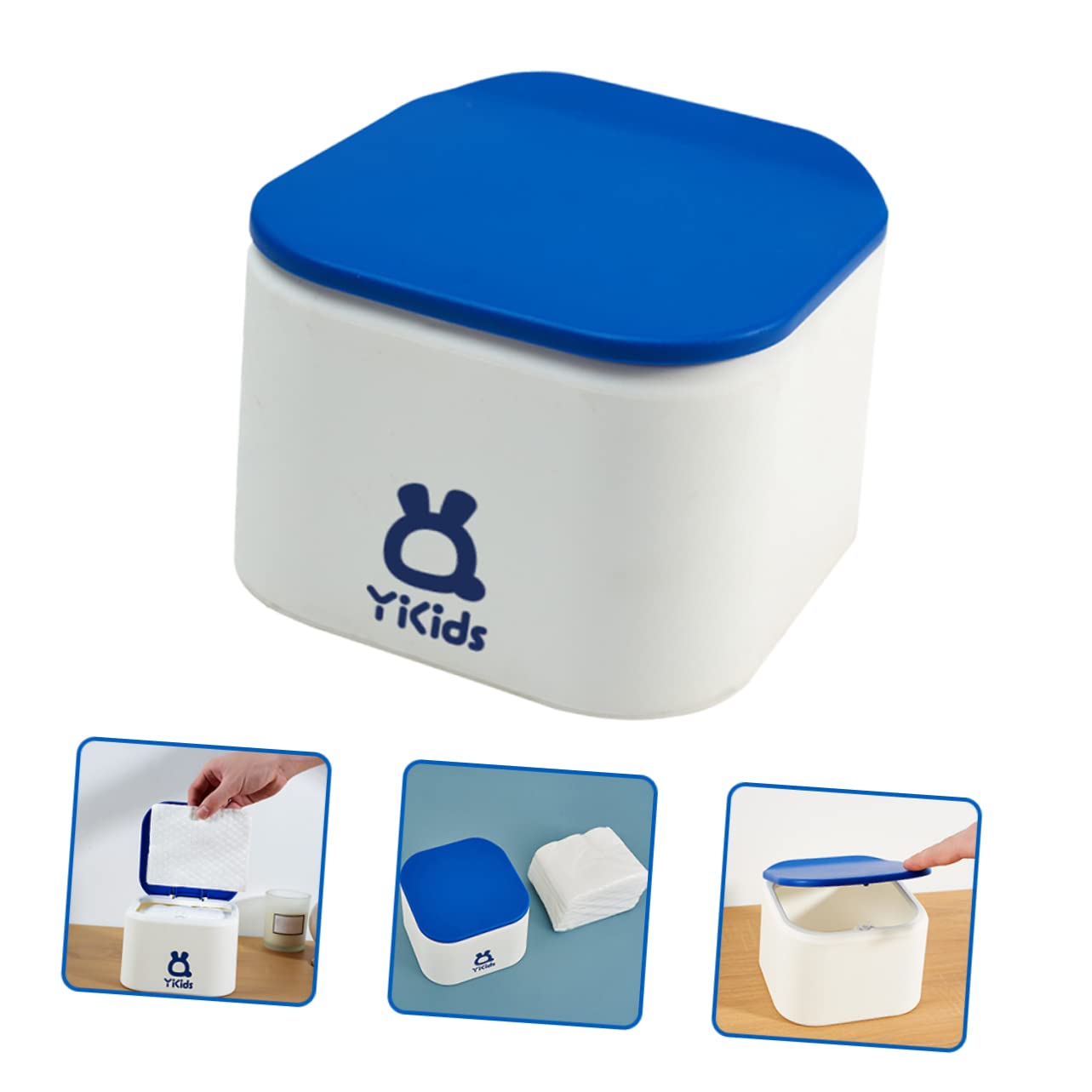 PRETYZOOM Desktop Storage Box - Refillable Wet Wipes Dispenser Case with PP Blue Design | Perfect for Office, Baby Care & Travel Organization