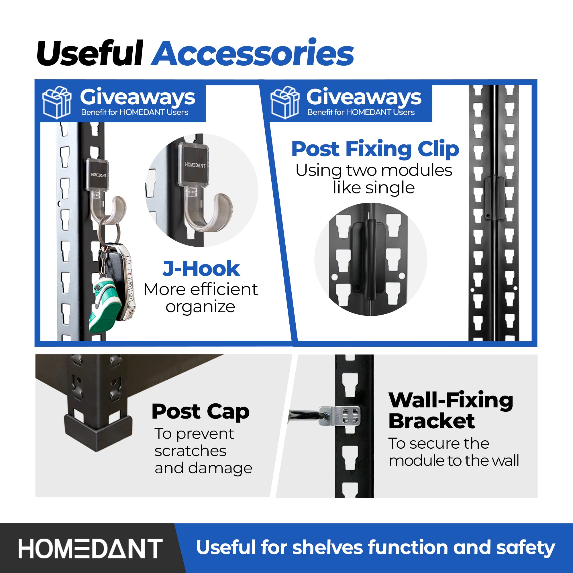 HOMEDANT 5-Tier Heavy Duty Boltless Metal Shelving Unit - Adjustable Garage Storage Rack, 35.9