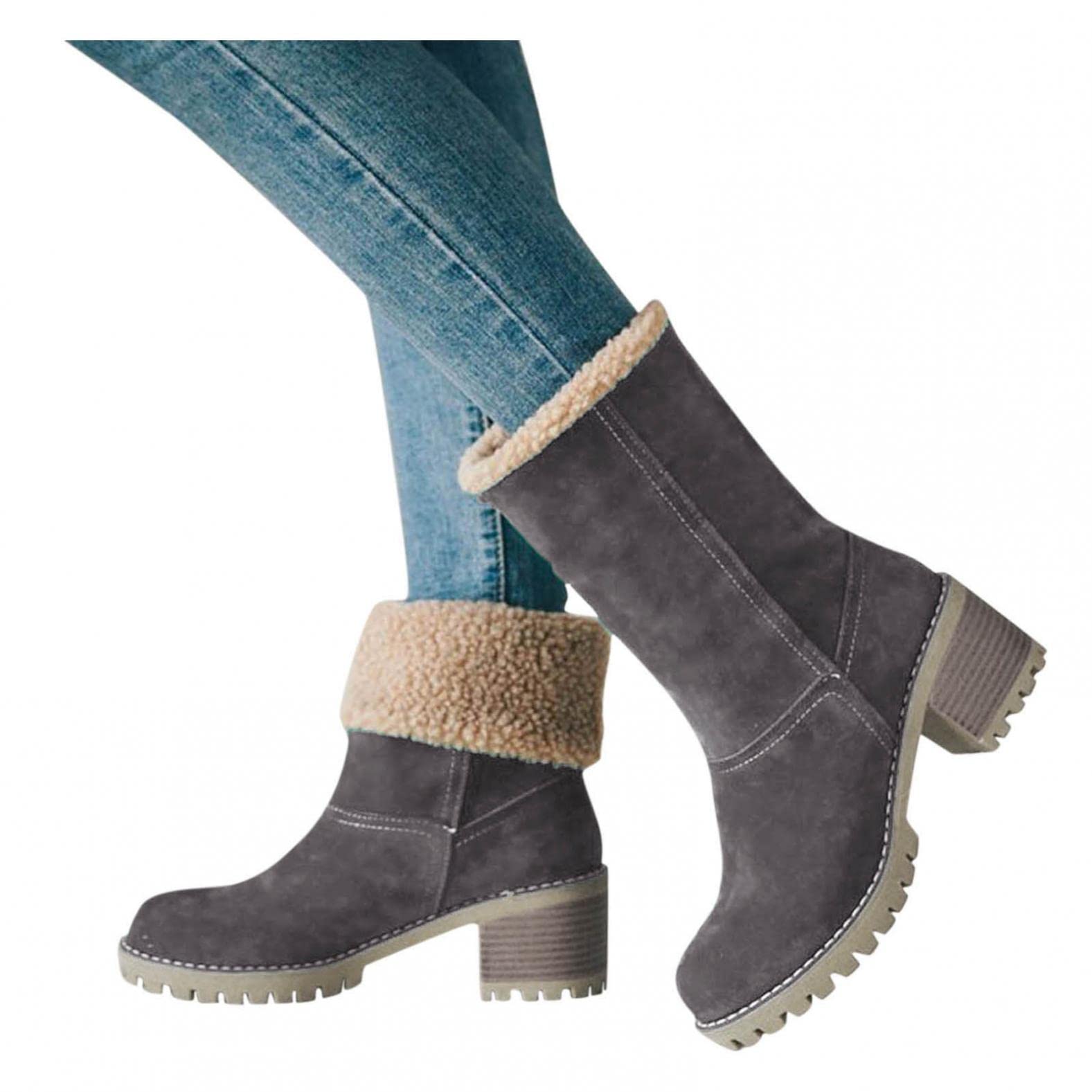 **NOLDARES Women's Cowboy Boots - Low Heel Wedge Ankle Boots with V-Cut Design, Chunky Stacked Heel for Autumn & Fall Fashion | Perfect for Casual Outfits, Country Style & Western Wear**