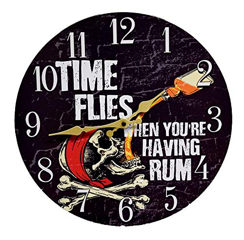 Vintage Pirate Wooden Wall Clock - Nautical Decor for Home, Office, or Coastal Themed Spaces | Perfect for Living Room, Bedroom, or Beach House Decor