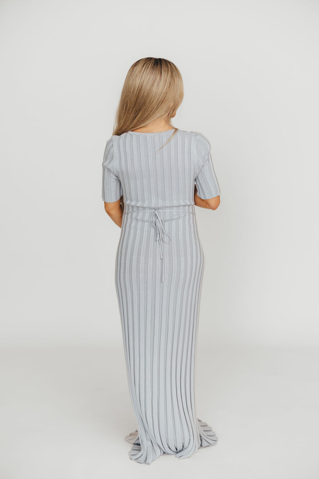 Oakley Ribbed Maxi Dress in Light Blue - Bump Friendly Maternity Dress for Pregnancy & Nursing | Perfect for Casual Outings, Beach Vacations & Special Occasions